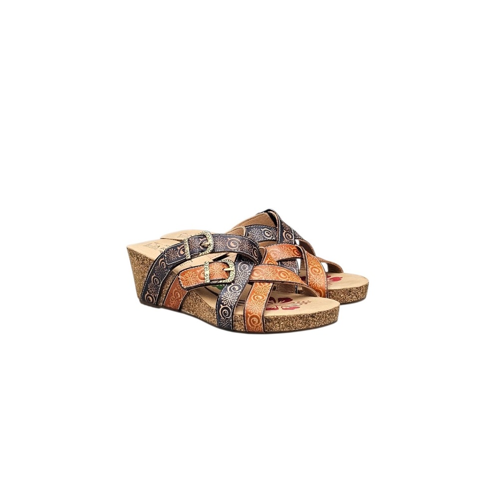 Spring Step L'Artiste Thevana Multicolor Leather Floral Wedge Sandals 38 US 8
